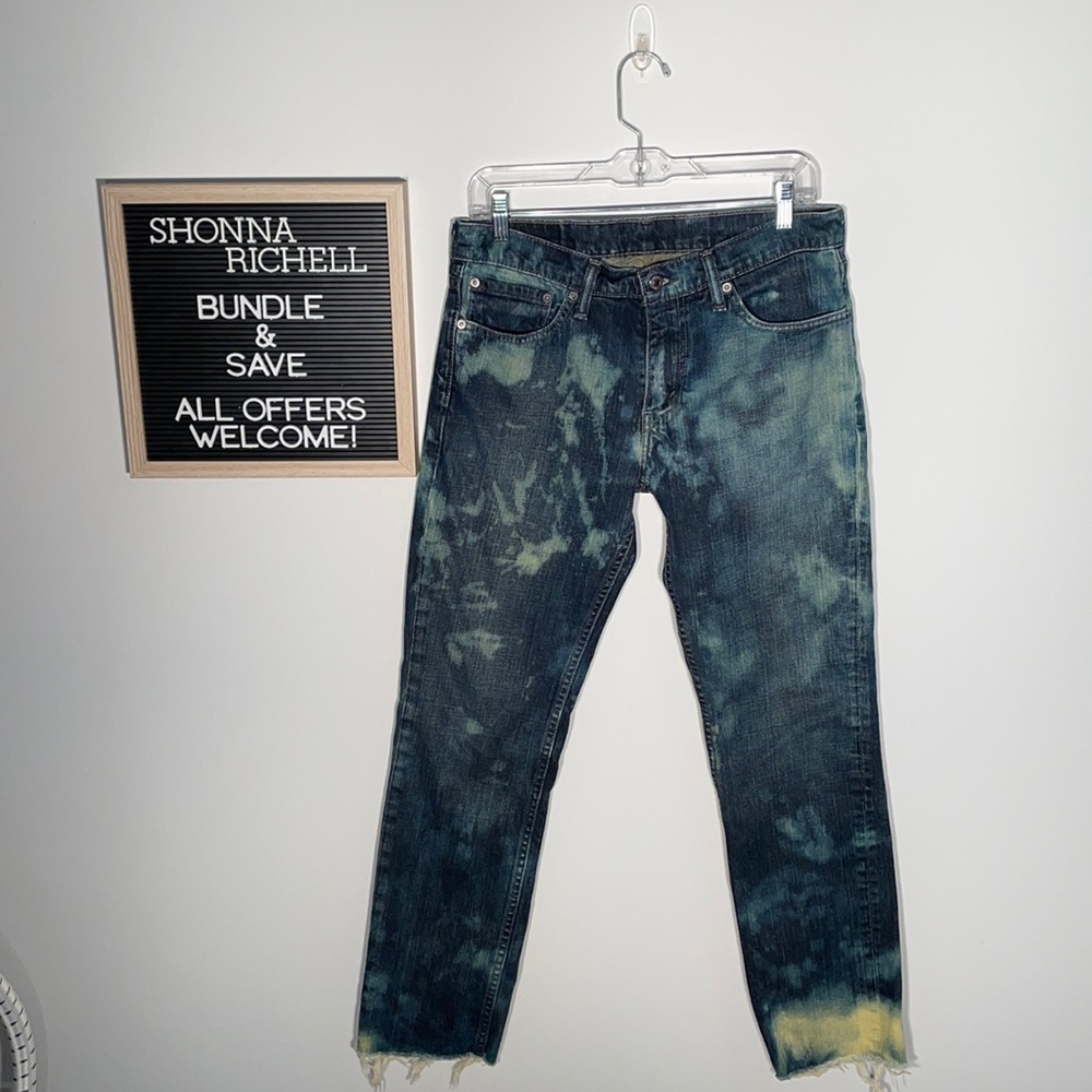 Custom Bleached Levi's 511 with Raw Hem Size 32